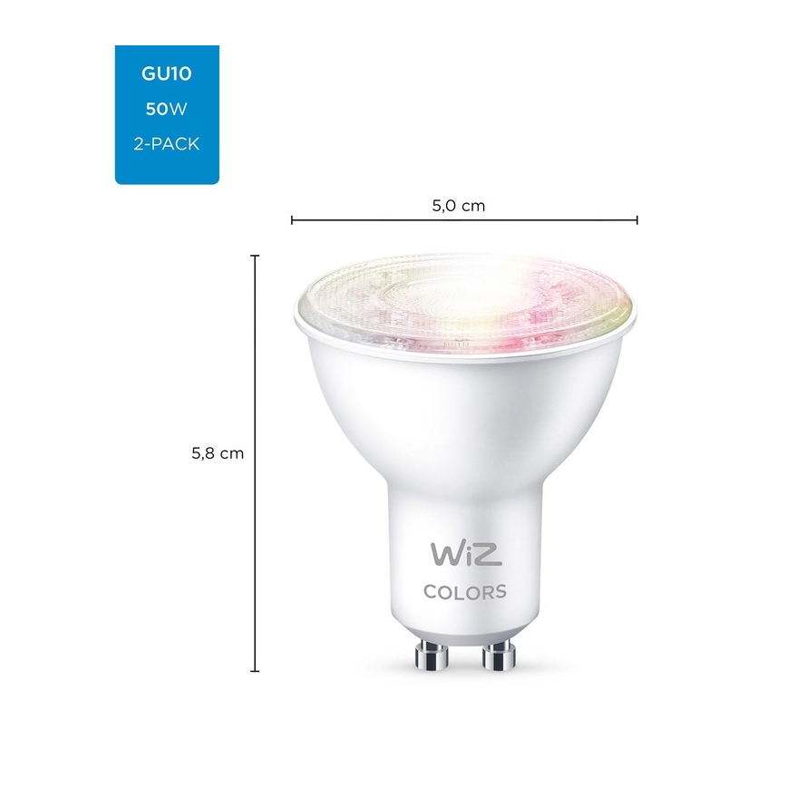 SADA 2x LED RGBW Stmívatelná žárovka PAR16 GU10/4,7W/230V 2200-6500K Wi-Fi - WiZ