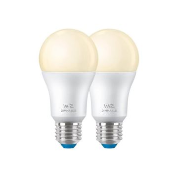 SADA 2x LED Stmívatelná žárovka A60 E27/8W/230V 2700K CRI 90 Wi-Fi - WiZ