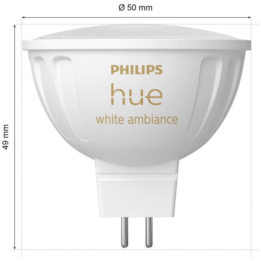 SADA 2x LED Stmívatelná žárovka Philips Hue White Ambiance GU5,3/MR16/5,1W/12V 2200-6500K