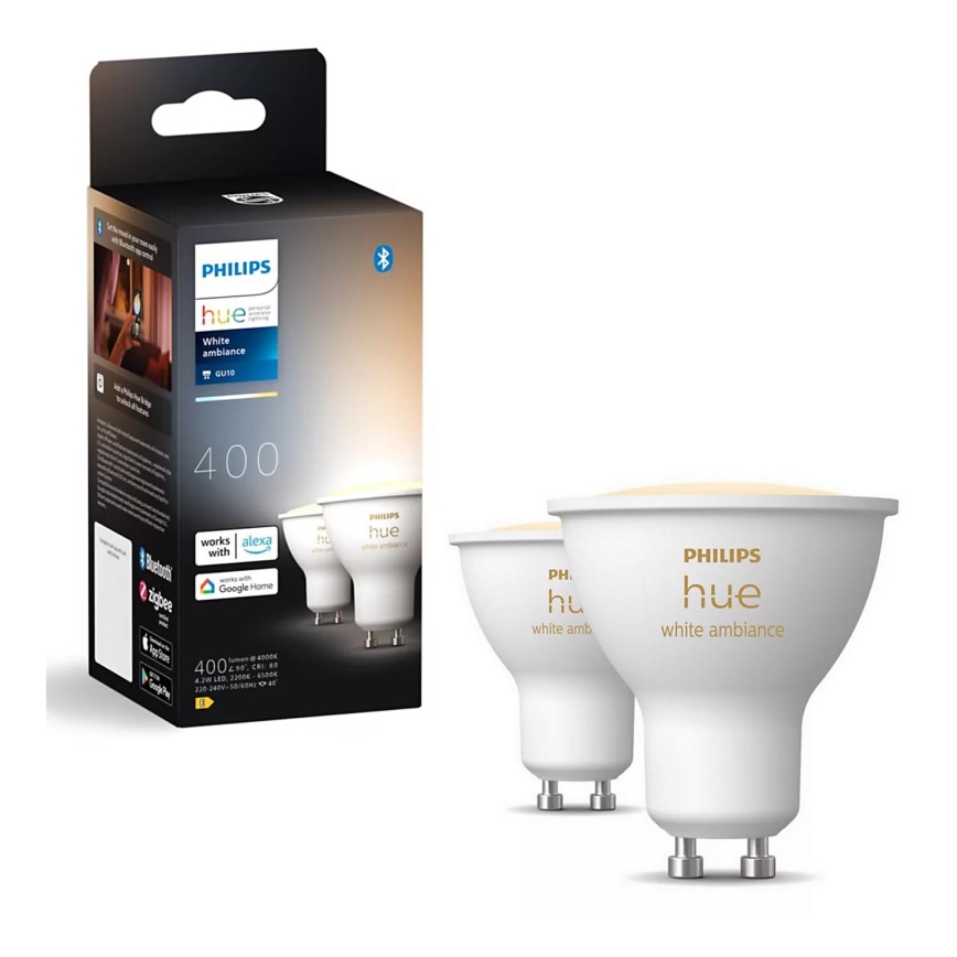 SADA 2x LED Stmívatelná žárovka Philips Hue WHITE AMBIANCE GU10/4,2W/230V 2200-6500K