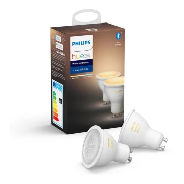 SADA 2x LED Stmívatelná žárovka Philips Hue WHITE AMBIANCE GU10/5W/230V