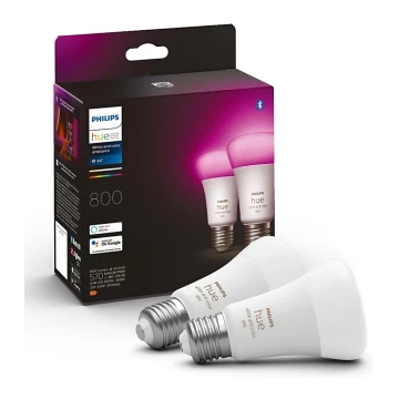 SADA 2x LED Stmívatelná žárovka Philips Hue White And Color Ambiance A60 E27/6,5W/230V 2000-6500K