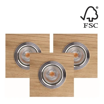 SADA 3x LED Podhledové svítidlo VITAR 1xGU10/5W/230V CRI 90 dub – FSC certifikováno