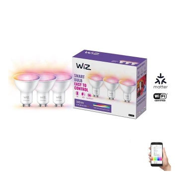 SADA 3x LED RGBW Stmívatelná žárovka GU10/4,7W/230V 2200-6500K CRI 90 Wi-Fi - WiZ