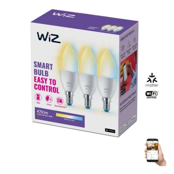 SADA 3x LED Stmívatelná žárovka C37 E14/4,9W/230V 2700-6500K CRI 90 Wi-Fi - WiZ