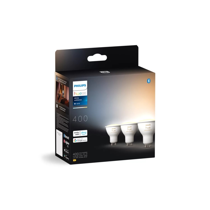 SADA 3x LED Stmívatelná žárovka Philips Hue WHITE AMBIANCE GU10/4,2W/230V 2200-6500K