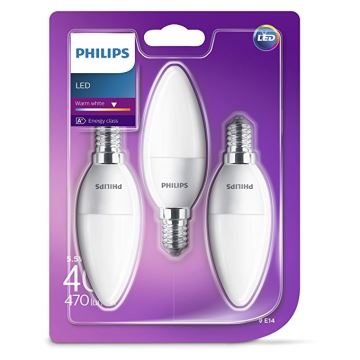 SADA 3x LED Žárovka Philips B35 E14/5,5W/230V