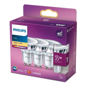 SADA 3x LED Žárovka Philips GU10/3,5W/230V 2700K