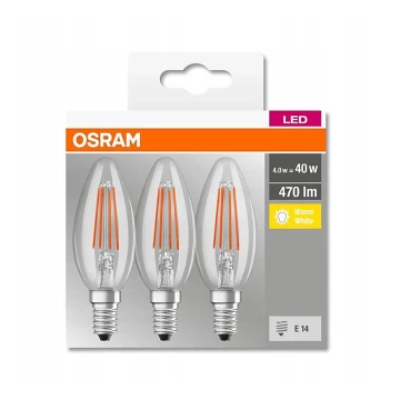 SADA 3x LED Žárovka VINTAGE B40 E14/4W/230V 2700K - Osram