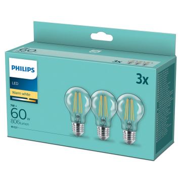 SADA 3x LED Žárovka VINTAGE Philips A60 E27/7W/230V 2700K