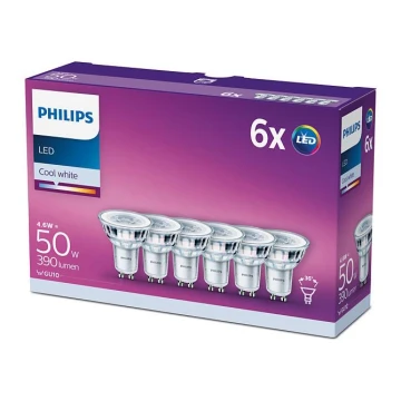 SADA 6x LED Žárovka Philips GU10/4,6W/230V 4000K