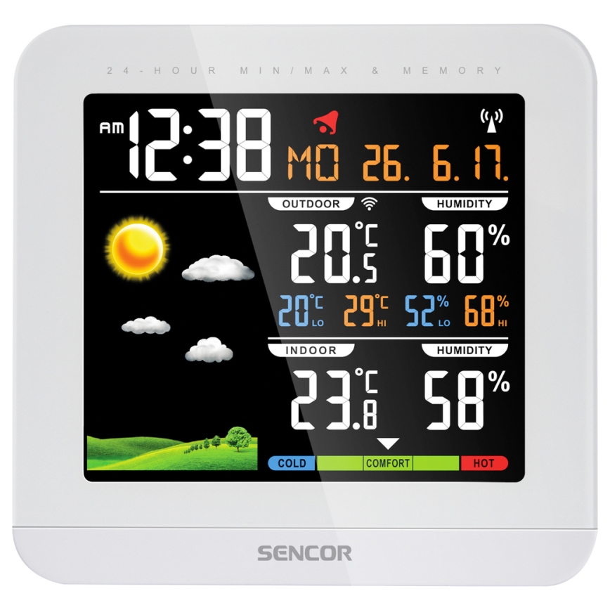 Sencor - Meteostanice s barevným LCD displejem a budíkem 3xAAA