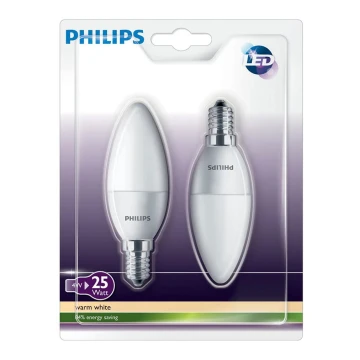 SET 2x LED svíčka Philips E14/4W/230V - CANDLE