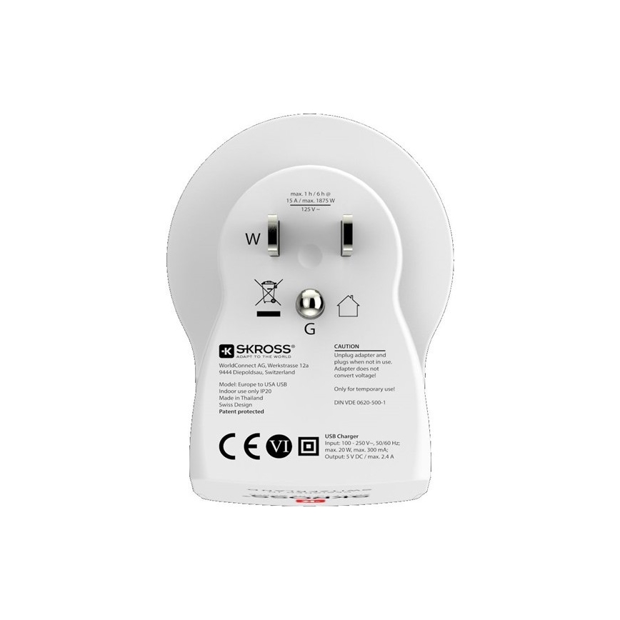 Cestovní adaptér pro USA 230V + 2x USB port