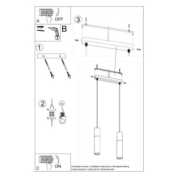 Lustr na lanku BORGIO 2xGU10/40W/230V beton/kov bílá