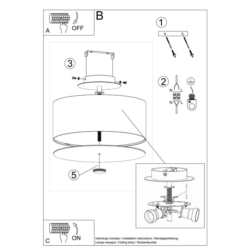 Stropní svítidlo SKALA 3xE14/60W/230V pr. 30 cm bílá