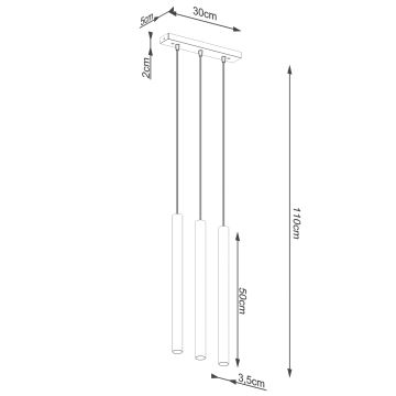 Lustr na lanku PASTELO 3xG9/8W/230V beton