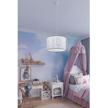 Dětský lustr na lanku PRINCESS 1xE27/15W/230V pr. 40 cm princezna