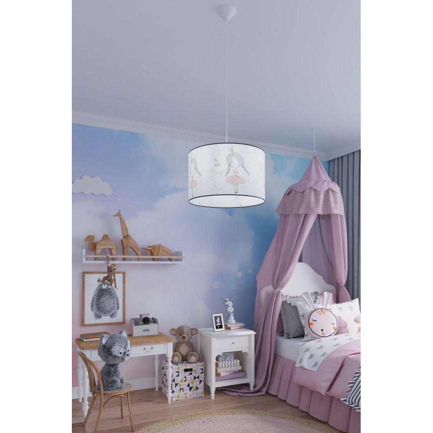 Dětský lustr na lanku PRINCESS 1xE27/15W/230V pr. 40 cm princezna