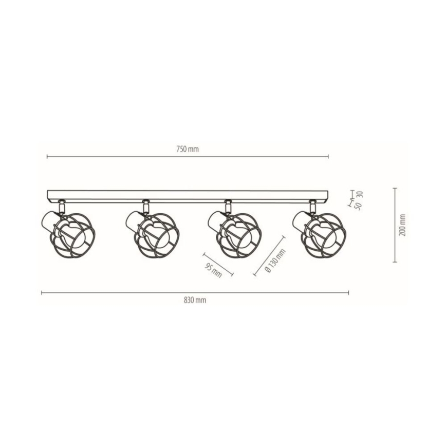 Stropní bodové svítidlo PHIPHI 4xE27/60W/230V dub