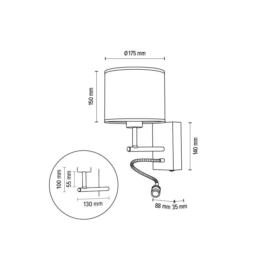 Nástěnné svítidlo BOHO 1xE27/25W + LED/1W/230V dub – FSC certifikováno