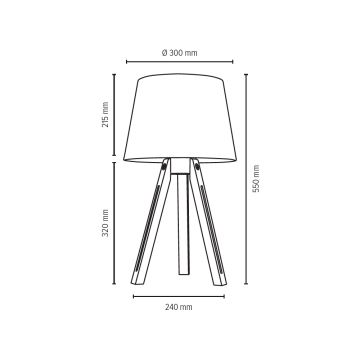 Stolní lampa TRIPOD 1xE27/40W/230V dub – FSC certifikováno