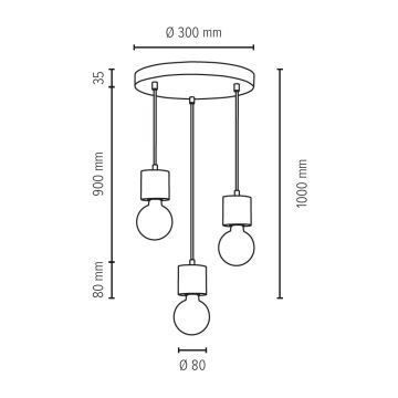 Lustr na lanku TRONGO 3xE27/60W/230V
