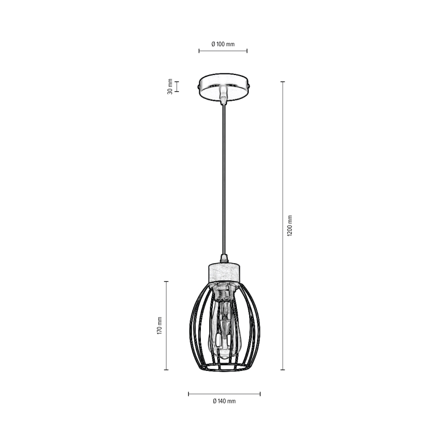 Lustr na lanku GUNNAR 1xE27/60W/230V dub