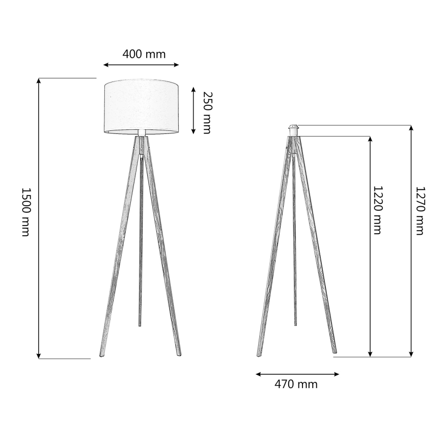 Stojací lampa ALBA 1xE27/60W/230V bílá/zlatá/dub