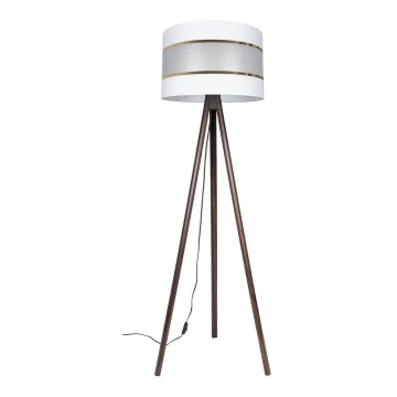 Stojací lampa CORAL 1xE27/60W/230V hnědá/bílá/zlatá