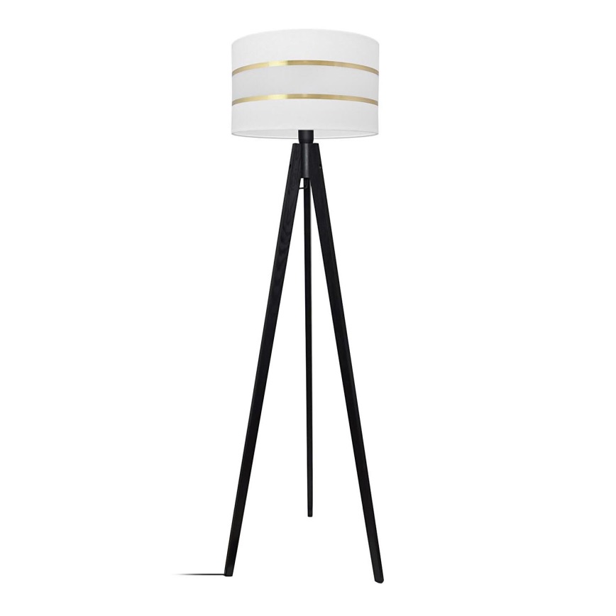 Stojací lampa HELEN 1xE27/60W/230V bílá/zlatá/borovice