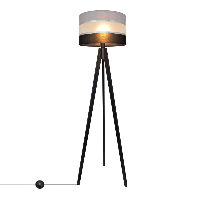 Stojací lampa HELEN 1xE27/60W/230V šedá/černá/chrom/borovice