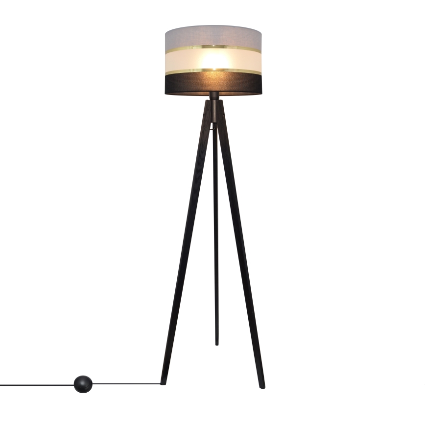 Stojací lampa HELEN 1xE27/60W/230V šedá/černá/zlatá/borovice