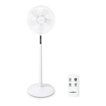 Stojanový ventilátor s teploměrem a LED displejem 45W/230V bílá + dálkové ovládání