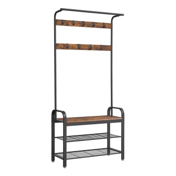 Stojanový věšák NAVOR hnědá/černá