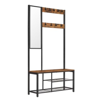 Stojanový věšák se zrcadlem NAVOR hnědá/černá