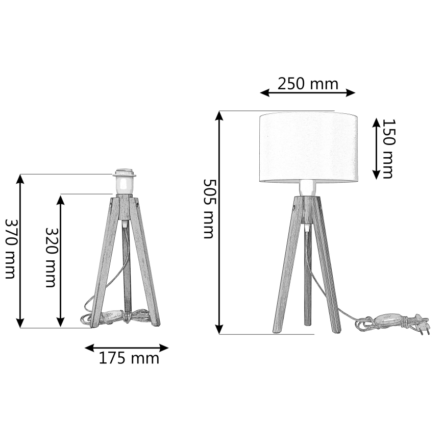 Stolní lampa ALBA 1xE27/60W/230V bílá/borovice