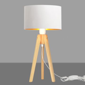 Stolní lampa ALBA 1xE27/60W/230V bílá/zlatá/borovice