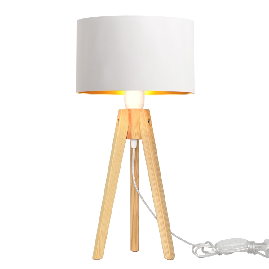 Stolní lampa ALBA 1xE27/60W/230V bílá/zlatá/borovice