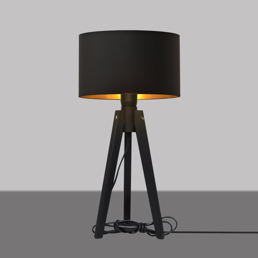 Stolní lampa ALBA 1xE27/60W/230V černá/zlatá/borovice