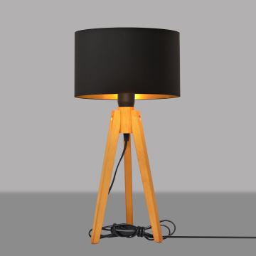 Stolní lampa ALBA 1xE27/60W/230V černá/zlatá/dub