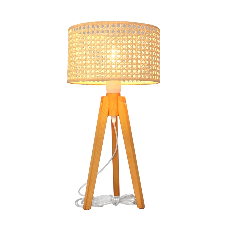 Stolní lampa ALBA 1xE27/60W/230V ratan/dub