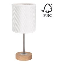 Stolní lampa BENITA 1xE27/60W/230V 30 cm bílá/dub – FSC certifikováno