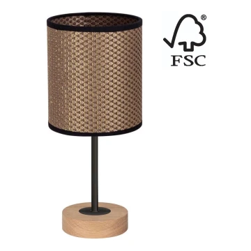 Stolní lampa BENITA 1xE27/60W/230V 30 cm hnědá/dub – FSC certifikováno