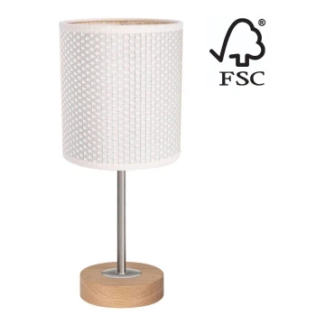 Stolní lampa BENITA 1xE27/60W/230V 30 cm krémová/dub – FSC certifikováno