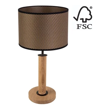 Stolní lampa BENITA 1xE27/60W/230V 48 cm hnědá/dub – FSC certifikováno