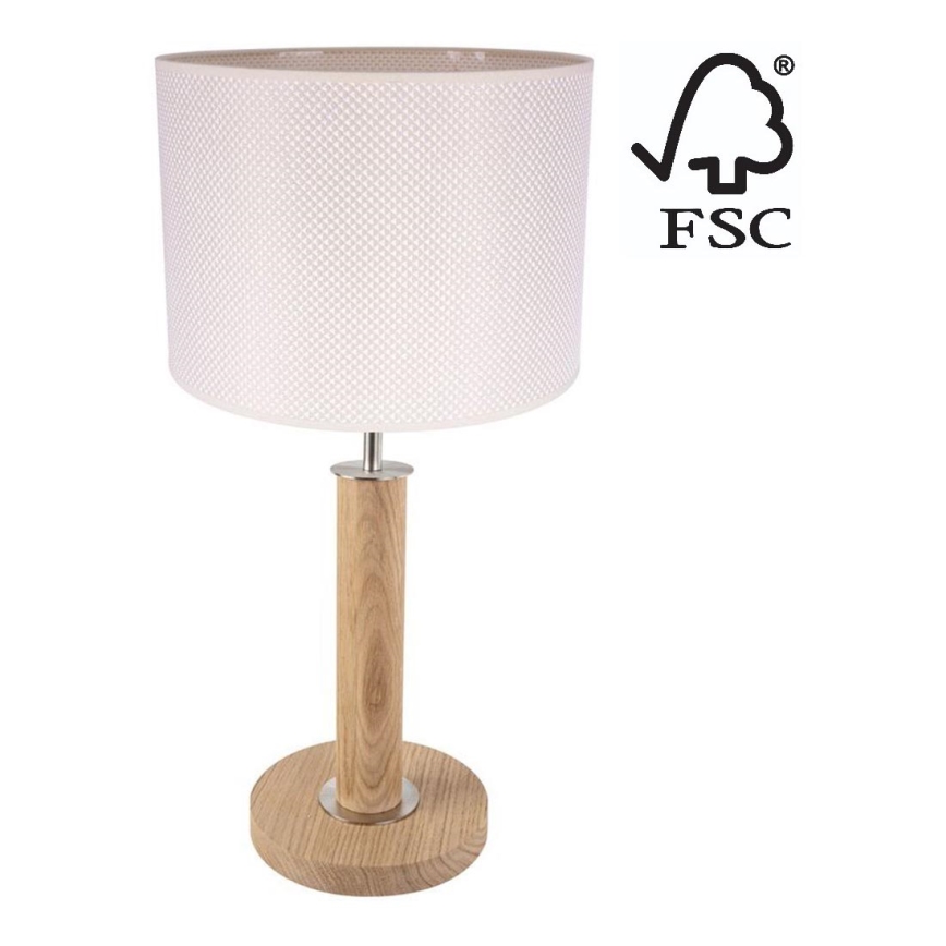 Stolní lampa BENITA 1xE27/60W/230V 48 cm krémová/dub – FSC certifikováno