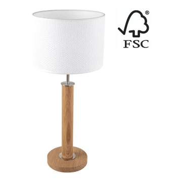 Stolní lampa BENITA 1xE27/60W/230V 61 cm bílá/dub – FSC certifikováno