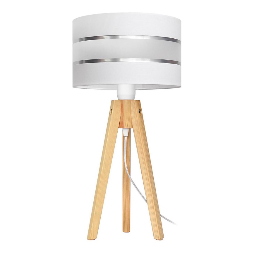 Stolní lampa HELEN 1xE27/60W/230V bílá/chrom/borovice