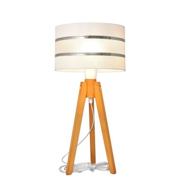 Stolní lampa HELEN 1xE27/60W/230V bílá/chrom/dub